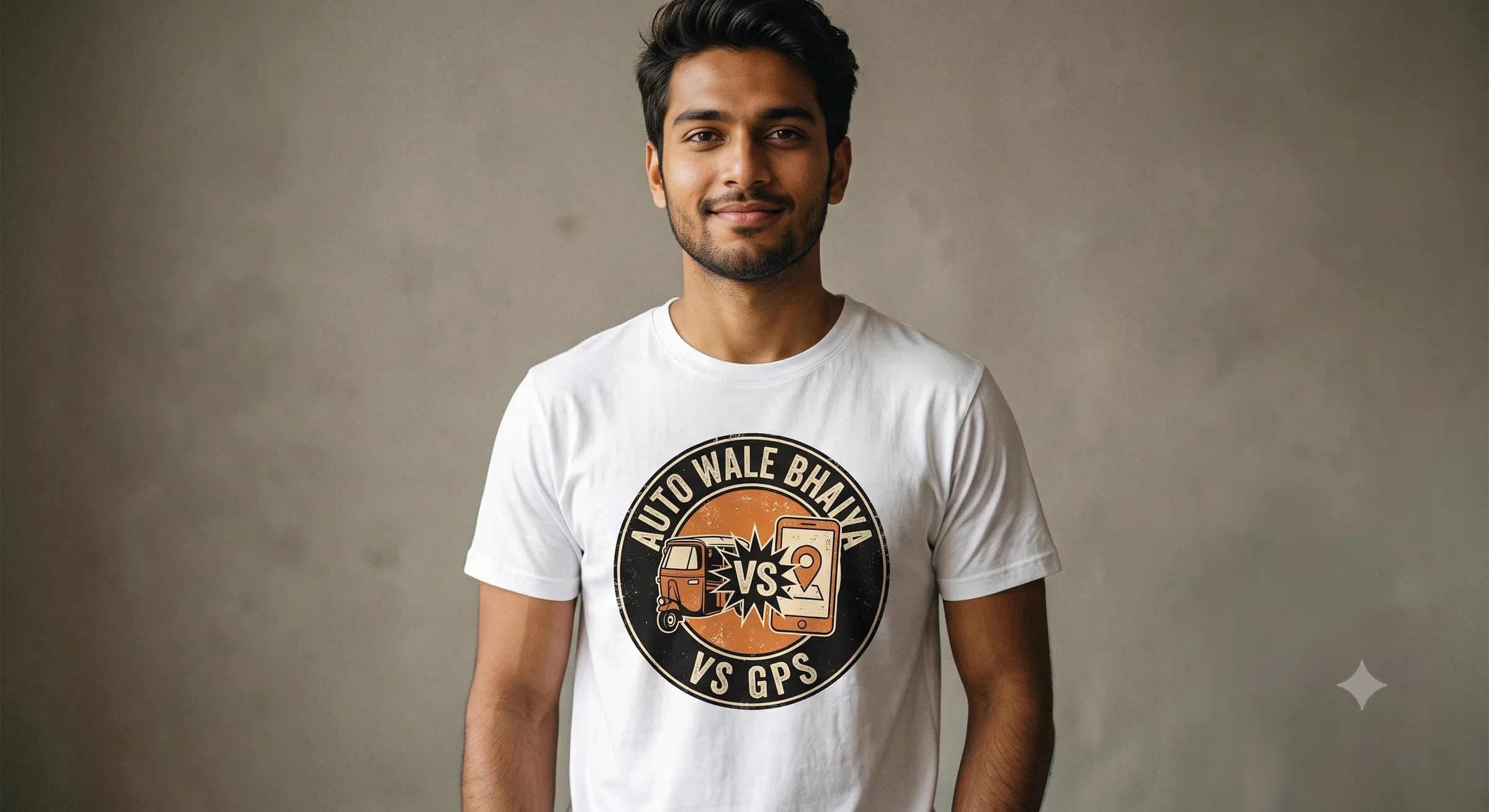 Auto Wale Bhaiya Vs GPS — White — On Model (real)