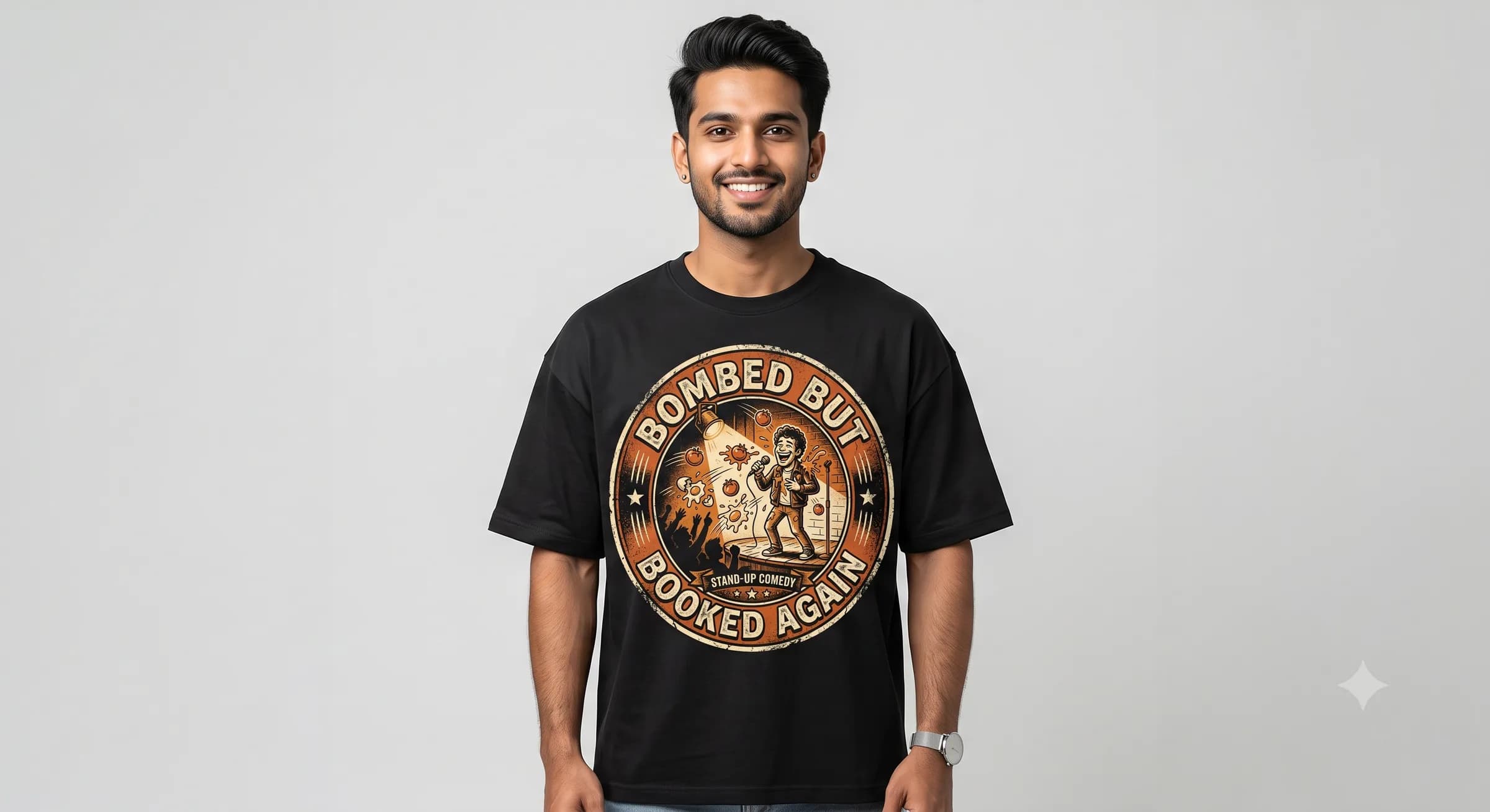 Bombed But Booked Again — Black — On Model (real)
