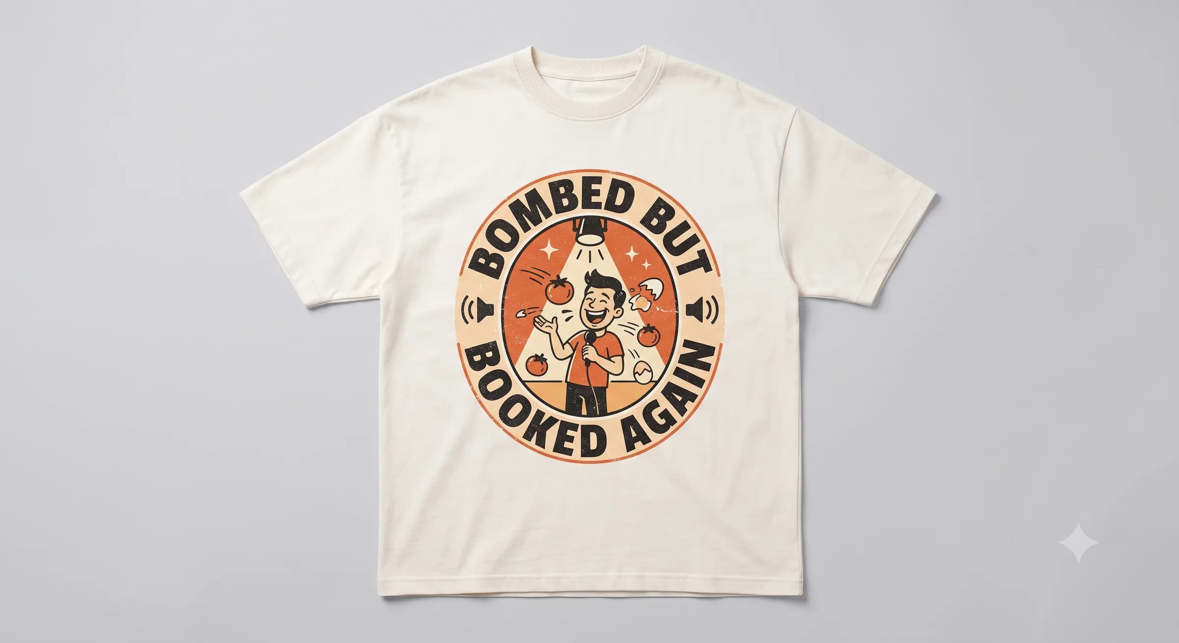 Bombed But Booked Again — White — On T-Shirt (real)