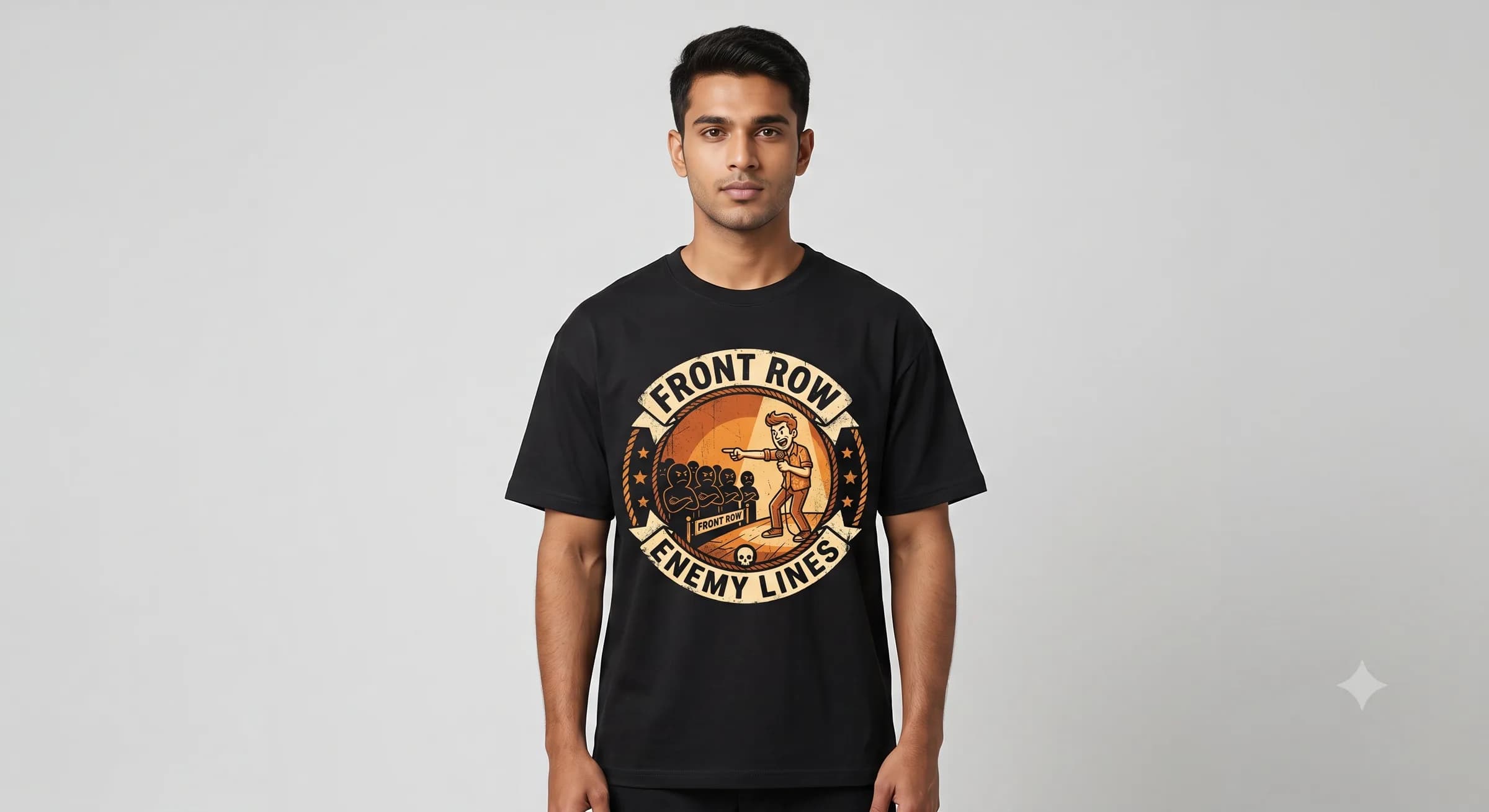 Front Row Enemy Lines — Black — On Model (real)