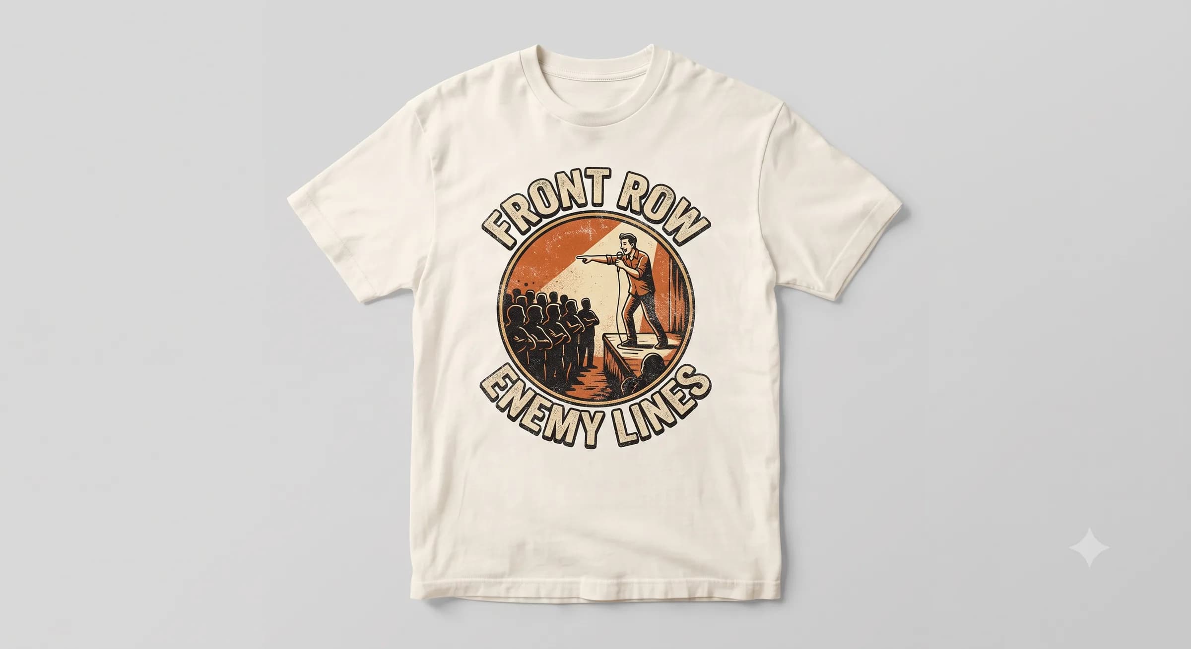 Front Row Enemy Lines — White — On T-Shirt (real)