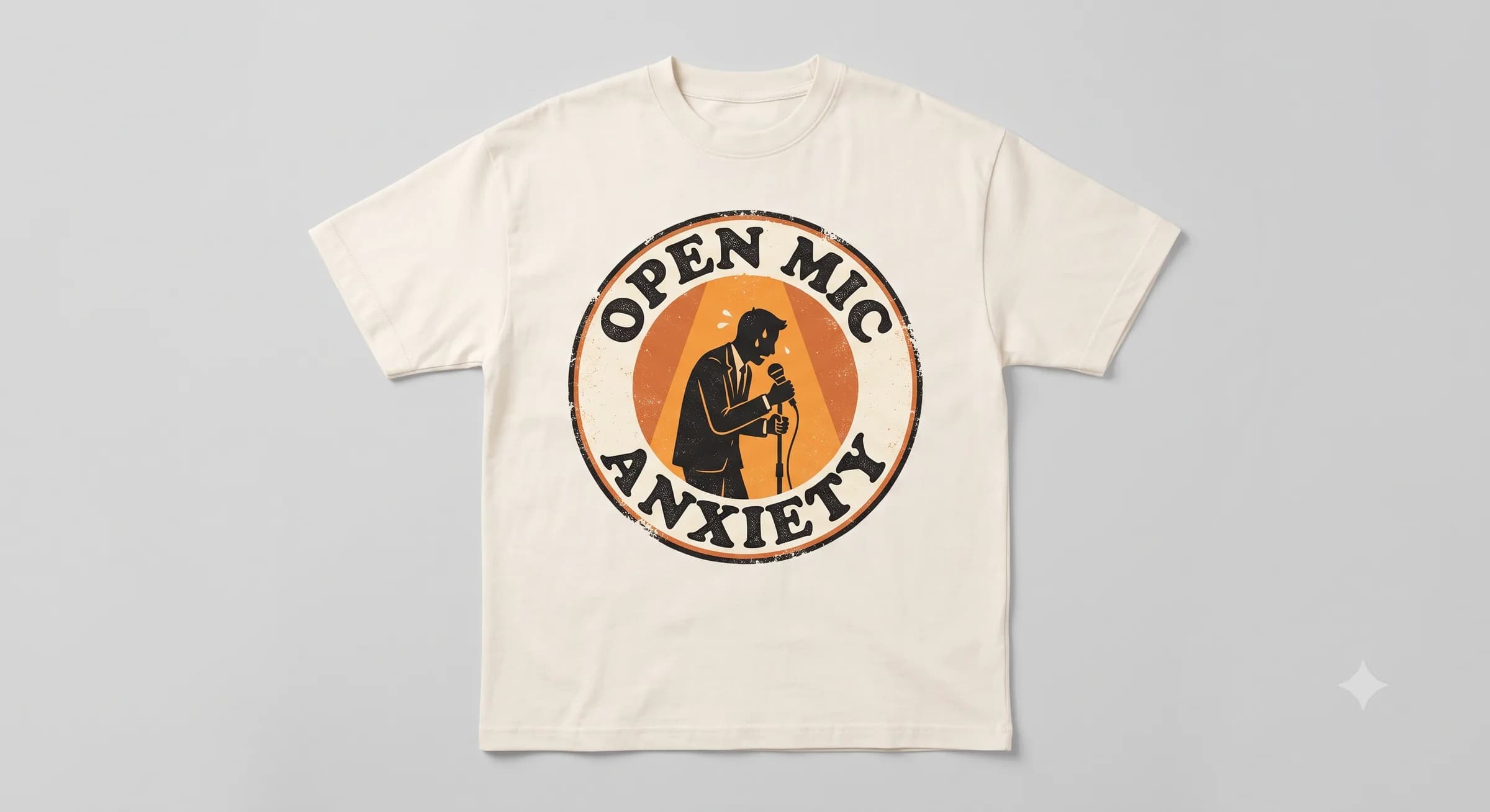 Open Mic Anxiety — White — On T-Shirt (real)