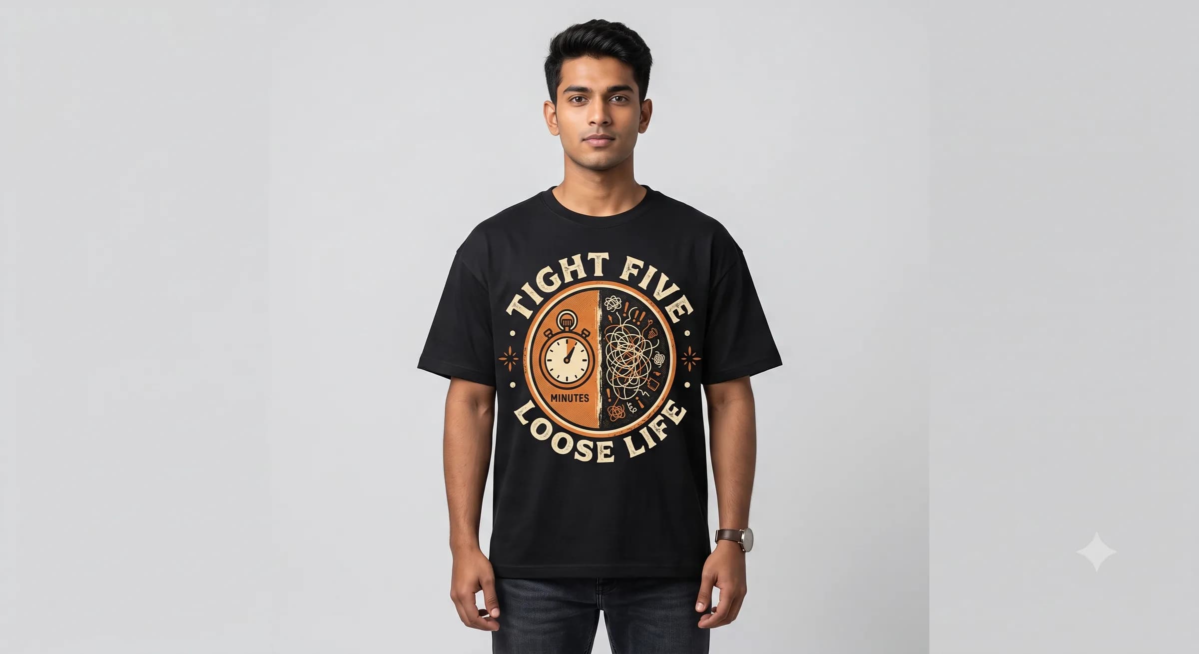 Tight Five Loose Life — Black — On Model (real)
