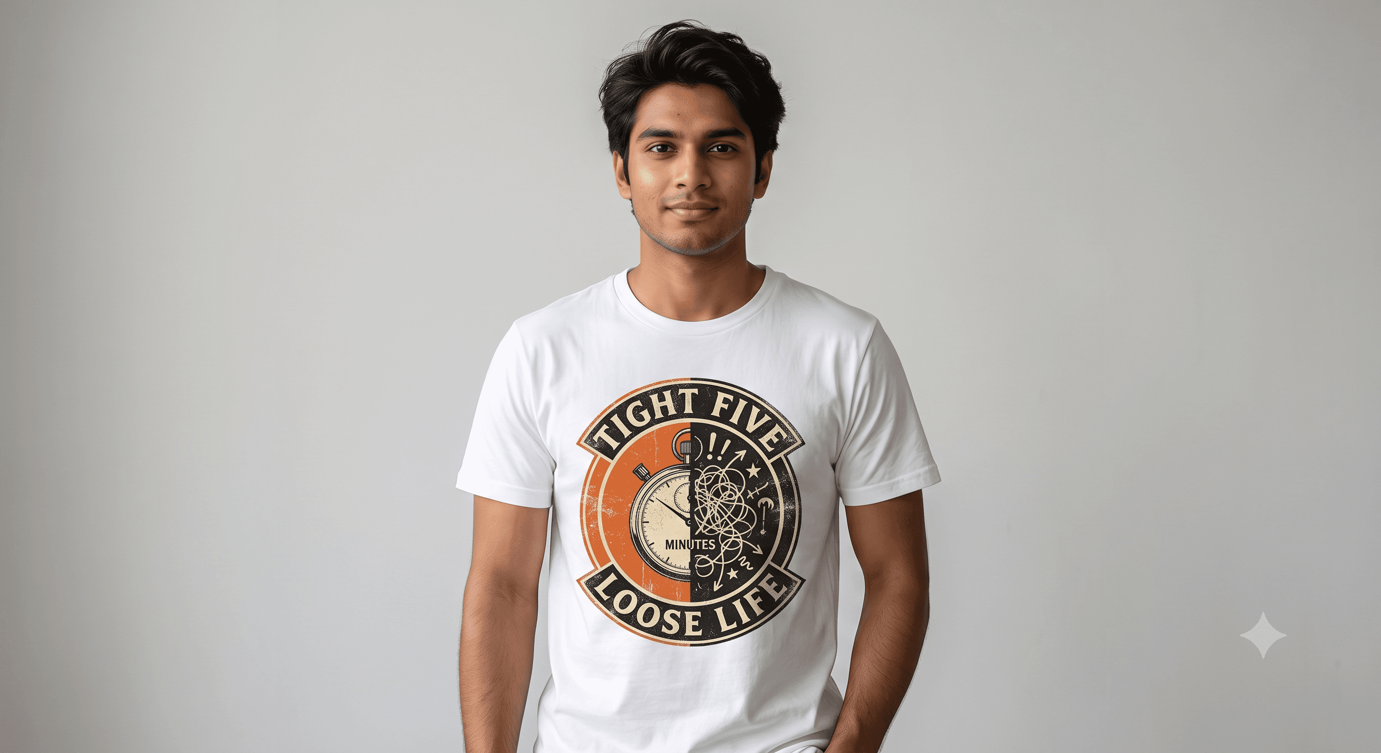 Tight Five Loose Life — White — On Model (real)
