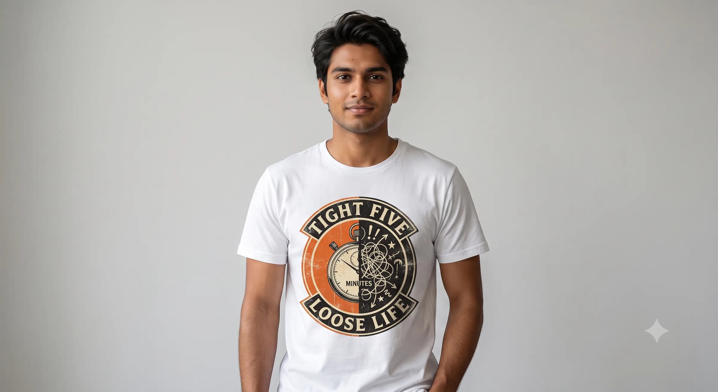 Tight Five Loose Life — White — On Model (real)