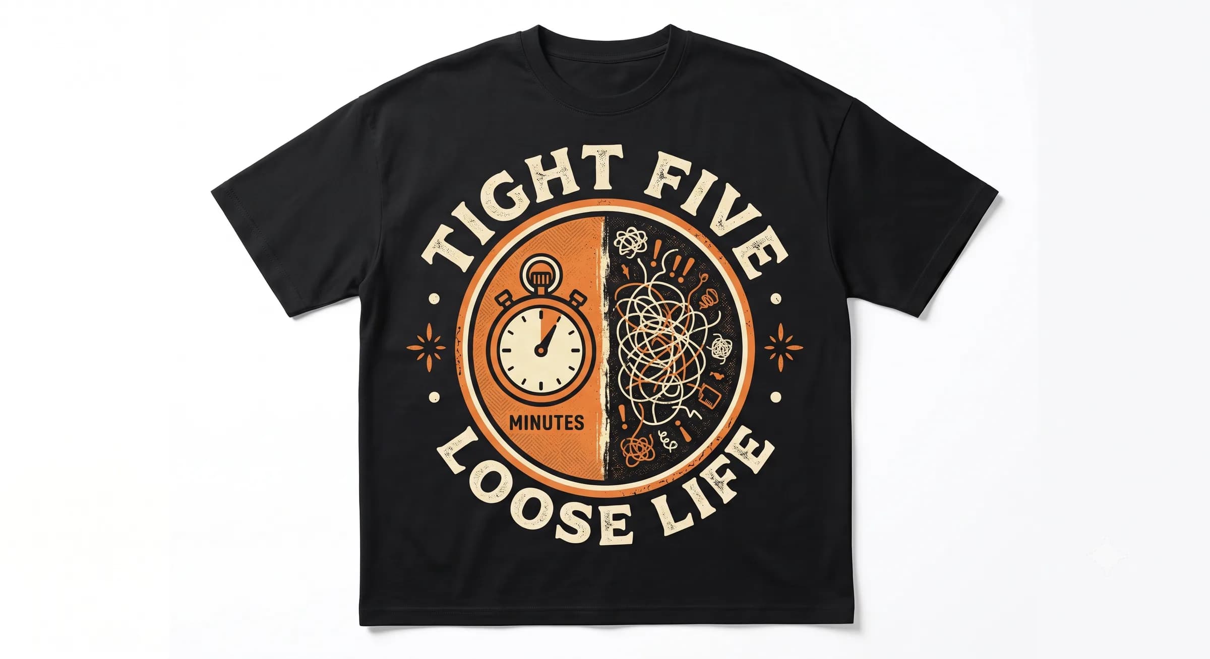 Tight Five Loose Life — Black — On T-Shirt (real)
