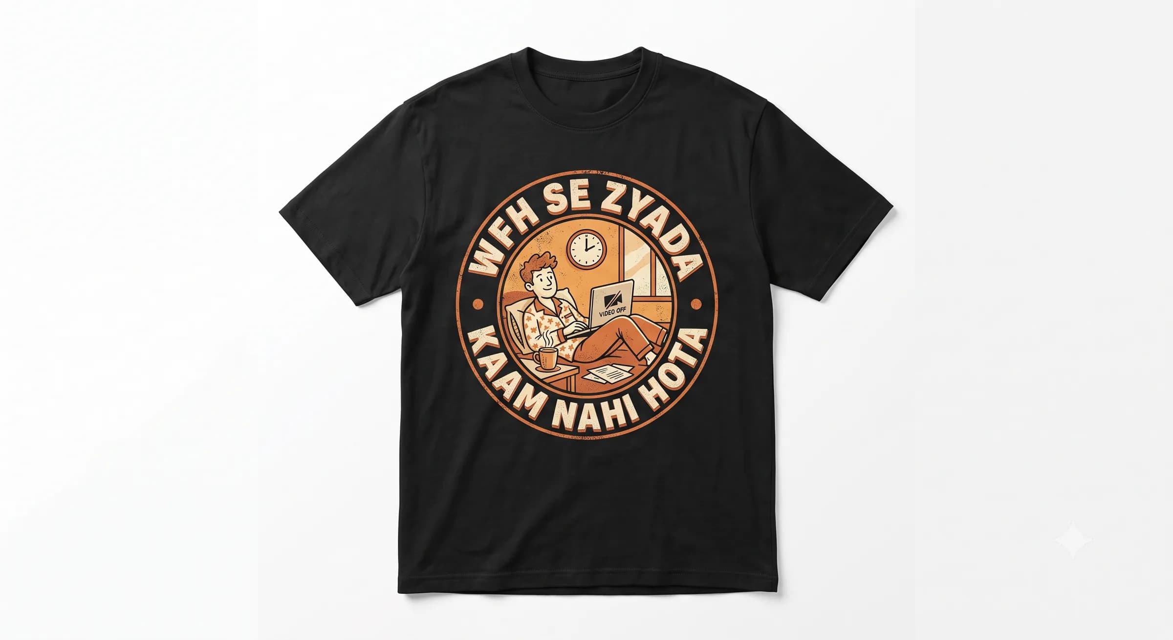 WFH Se Zyada Kaam Nahi Hota — Black — On T-Shirt (real)