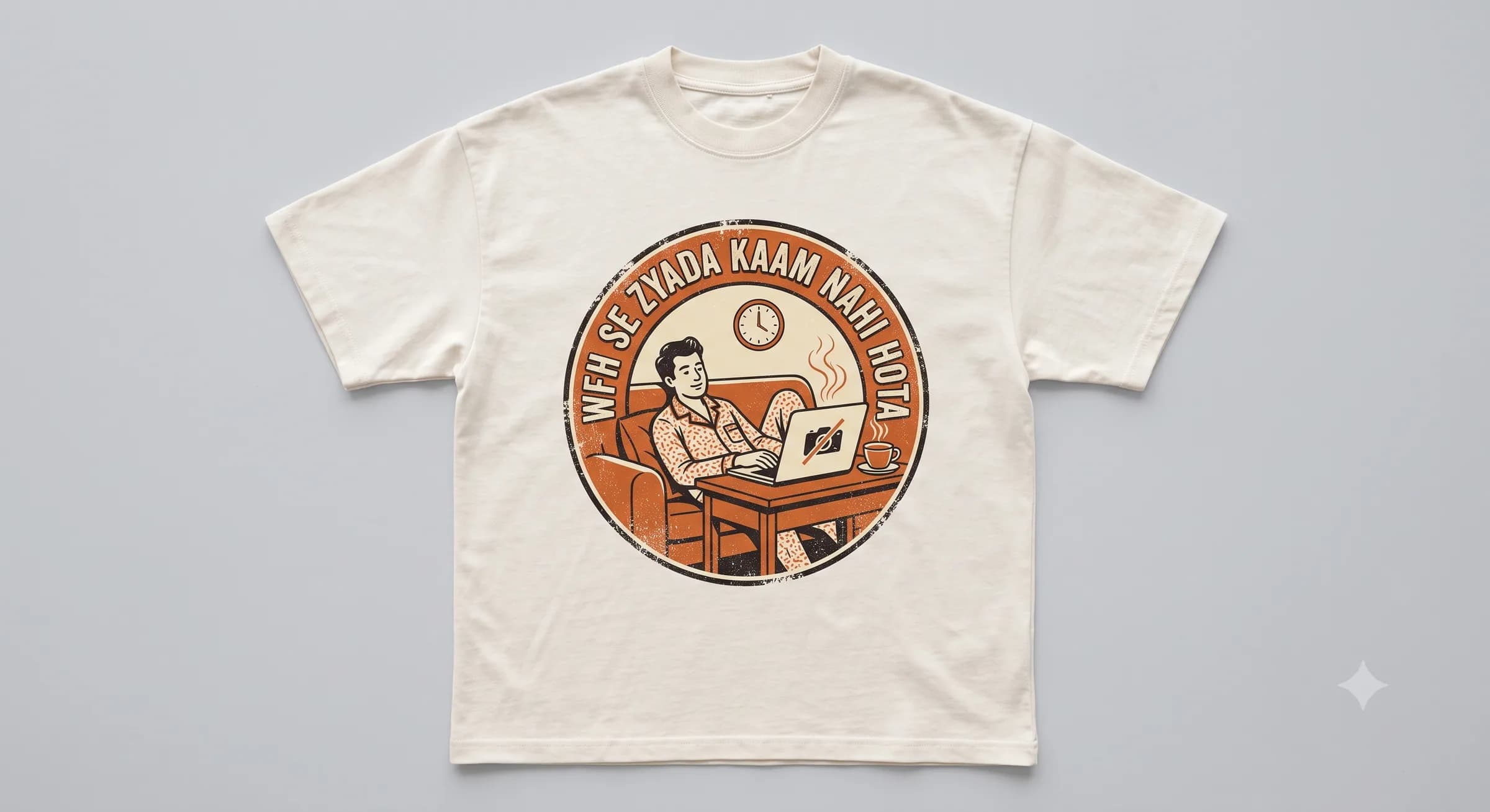 WFH Se Zyada Kaam Nahi Hota — White — On T-Shirt (real)